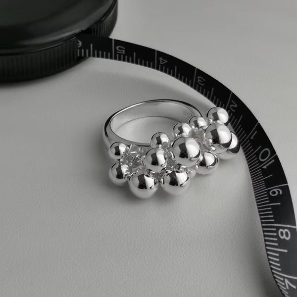 S925 Silver Ring Sterling Silver Grape Multi-bead Ring for Women Korean Original Niche Design Reprint Jewelry - Image 2