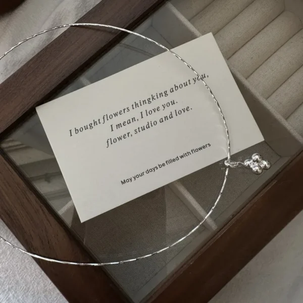 S925 Sterling Silver Circle Design Car Flower Flash Ball Collar Retro Simple and Fashionable Personalized Collarbone Chain