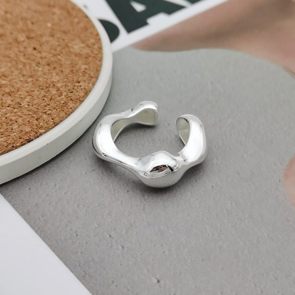 Korean S925 sterling silver ring with irregular opening female niche design sense of personality hipster index finger ring