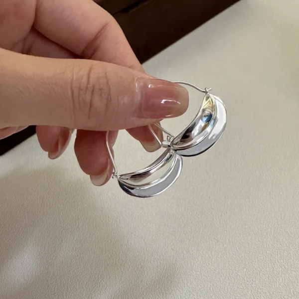 S925 Sterling Silver Fashion Bag Earrings Niche Design Sense Fashionable Simple Smooth Ear Jewelry Ear Buckle Wholesale