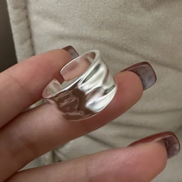 S925 Real Sterling Silver Design Matte Texture Ring European Handmade Simple Retro Ring Wholesale