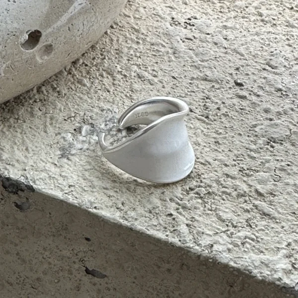 S925 Sterling Silver Heavy Industry Drop Glaze Ring Black White Korean Style Simple Fashion Ring Jewelry Wholesale