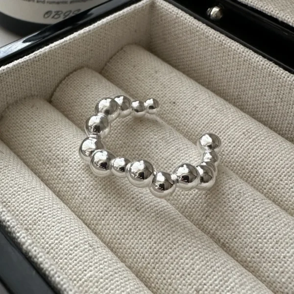 S925 Sterling Silver Niche Design Sense Retro Simple Bead Ring Korean Style Simple Fashionable Ring Wholesale 44JZ32