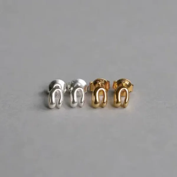 925 Sterling Silver Horseshoe Earrings Female Simple Mini Versatile Irregular U-shaped