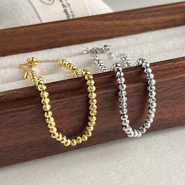 925 Sterling Silver Car Flower Ball Round Bead Bracelet Women's Simple Niche Design Fashionable Personality Versatile Bead