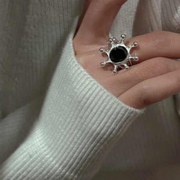 S925 Sterling Silver Niche Design Agate Sheet Simple Ring Simple Blogger Ring Wholesale