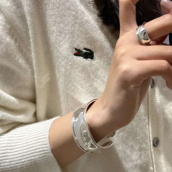 Korea S925 Sterling Silver Korean Version Fashion Curved Personality Ring Texture Heavy Craft Smooth Face Jewelry Wholesale