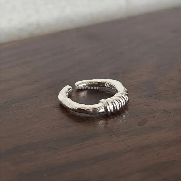 925 Sterling Silver Twisted Rope Ring for Women Minimalist Elegant Jewelry Adjustable Stackable Gift Her Dainty Everyday Wear