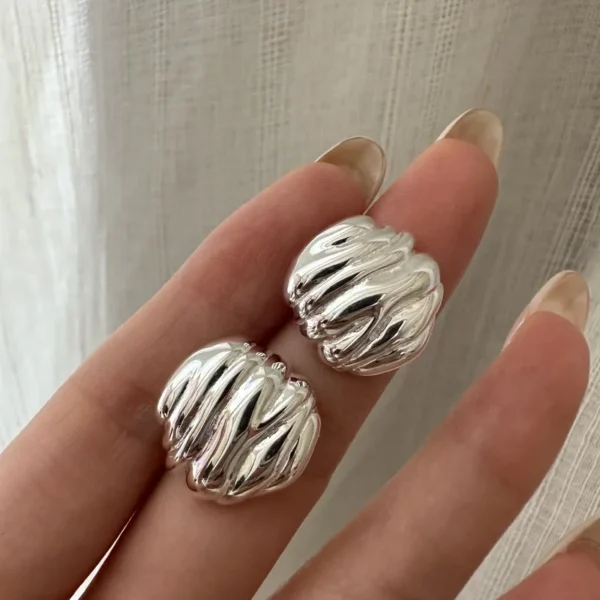 S925 Sterling Silver Korean Version Niche Design Texture Earrings imple Retro Fashionable Texture Ear Jewelry