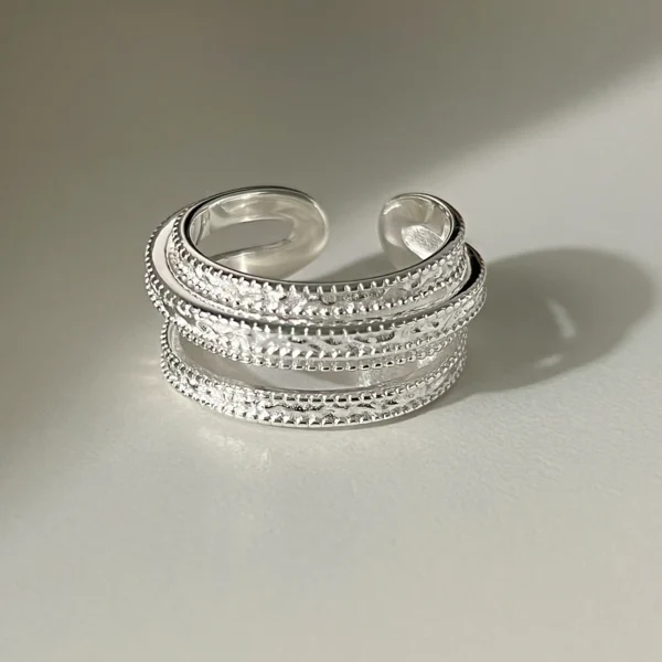 CHOZON Whole Body S925 Sterling Silver Multi-layer Line Winding Ring Niche Unique Design Light Luxury High-end Index Finger Ring