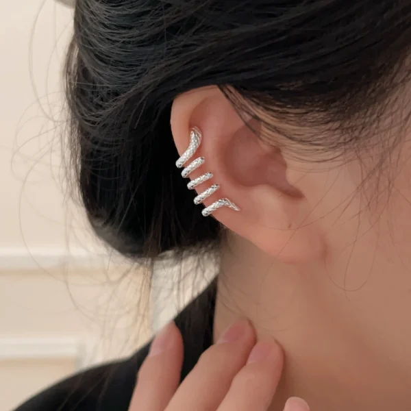 Korean S925 Sterling Silver Snake Element Ear Clips Women's Design Sense Hip-hop Fashion Natal Year Earrings