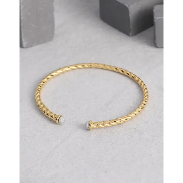 New Arrival Light Luxury Design Joker Zircon Twist Texture Bracelet Sterling Silver S925 Female Bracelet 18k Gold Plated