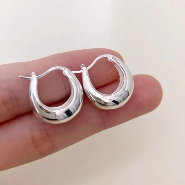 S925 Sterling Silver Crescent Ring Earring Buckle for Women's French Niche Minimalist Basic Heavy-duty Textured U-shaped