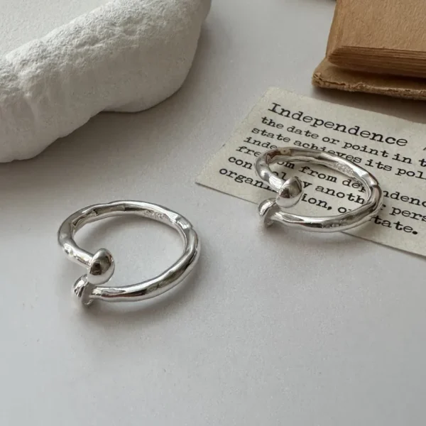 Real S925 Sterling Silver Korean Version Niche Design Sense Texture Retro Ring Cross Ring Wholesale