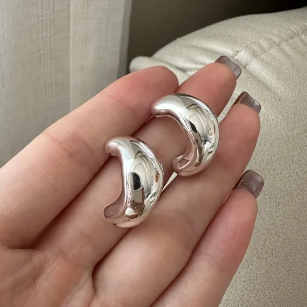 S925 Sterling Silver French Niche Design Sense Texture Smooth C-shaped Earrings Simple Retro Cc Earrings