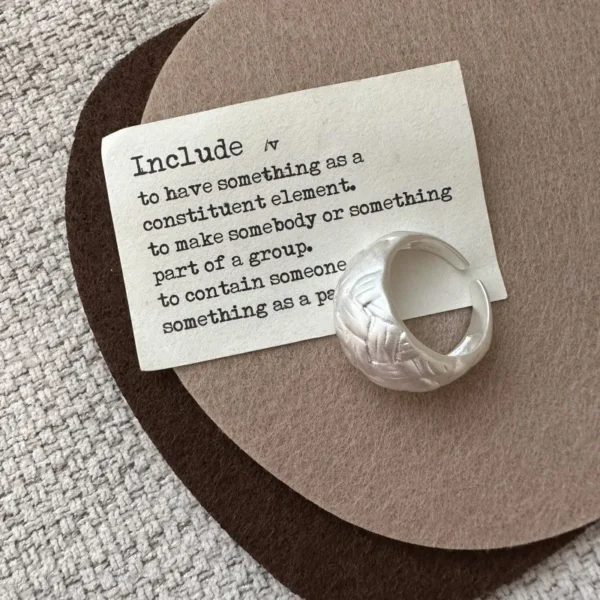 S925 Sterling Silver Korean Version Niche Design Sense Matte Simple Woven Ring Retro Fashionable INS Style Personalized Ring