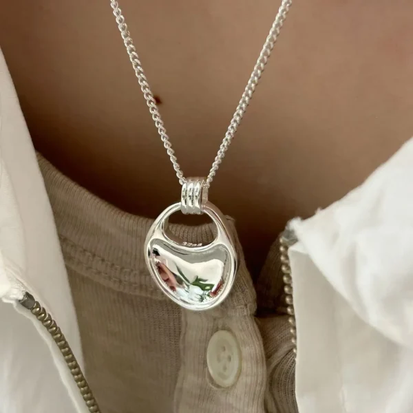 Heavy Saddle Bag Necklace S925 Korea Ins Fashionable High-quality Necklace Cold Design Ce Wind High-grade Sterling Silver