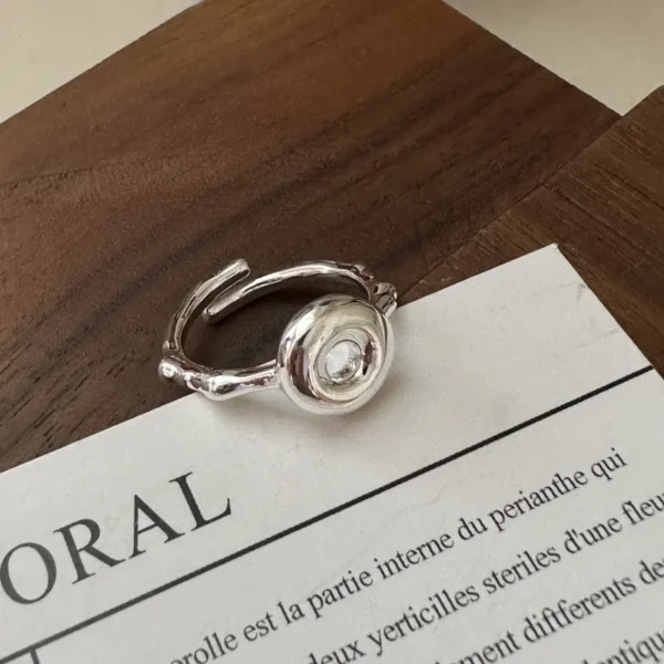 S925 Sterling Silver Korean Version Niche Design Donut Ring Korean Version Korean Style Simple Basic Ring