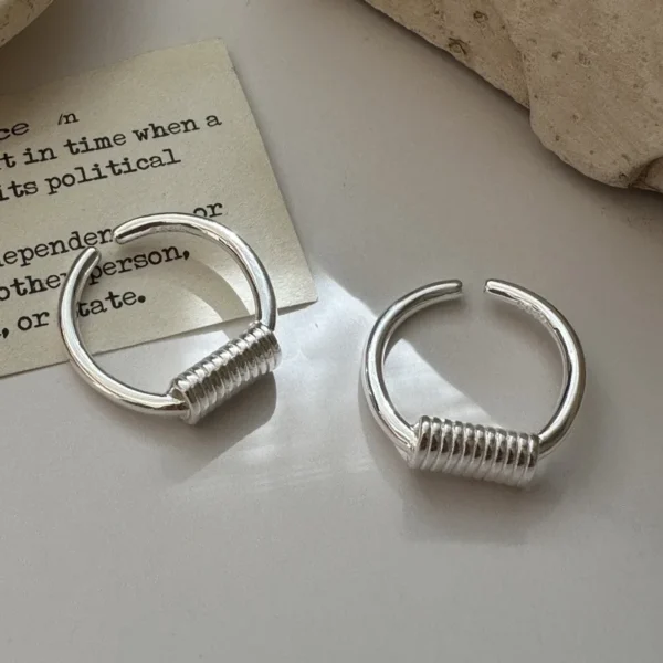 S925 Sterling Silver Original Niche Ring Thread Twist Texture Design Simple Ring Wholesale