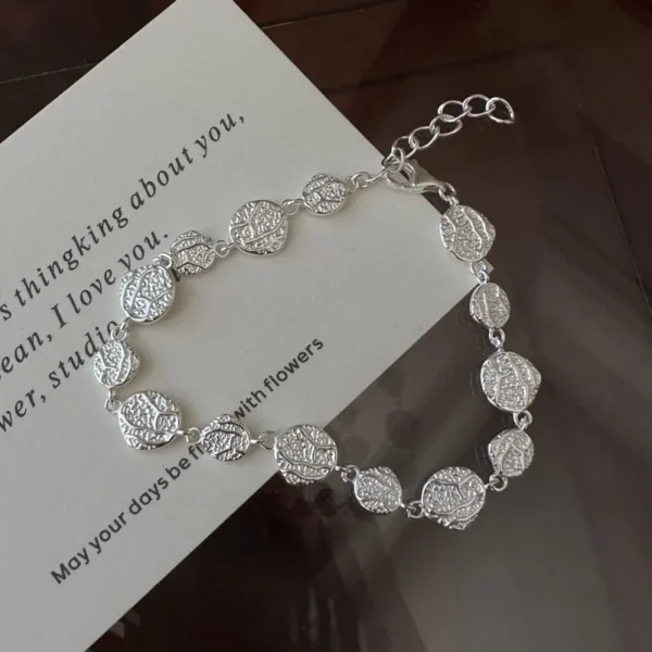 S925 Sterling Silver Korean Texture Sense Niche Design Sense Bracelet Retro INS Style Simple Fashion First Jewelry Wholesale