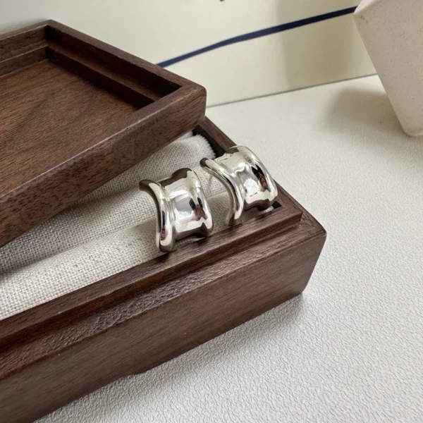 Korean S925 Sterling Silver Arc-shaped Texture Irregular Ring  Family Blog Main Jewelry Wholesale