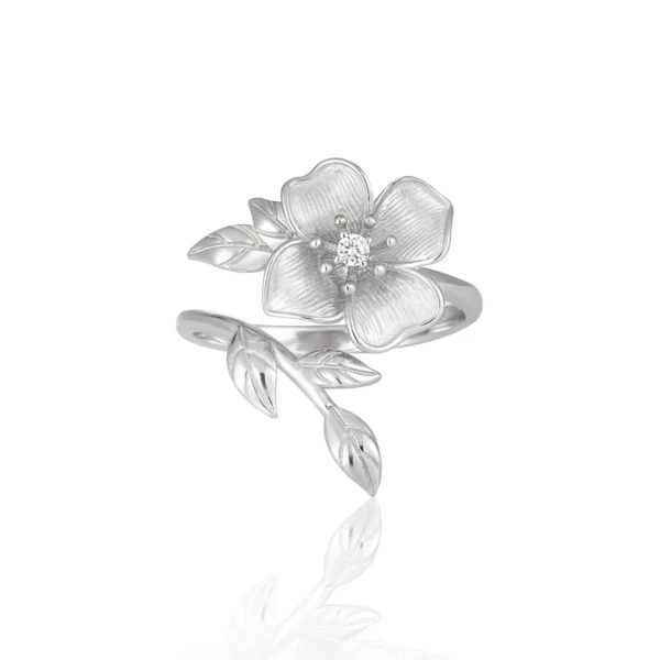 RG Diamond Four Photo Flower Ring Women's Cold Wind S925 Sterling Silver Niche Ins Advanced French Temperament Ring