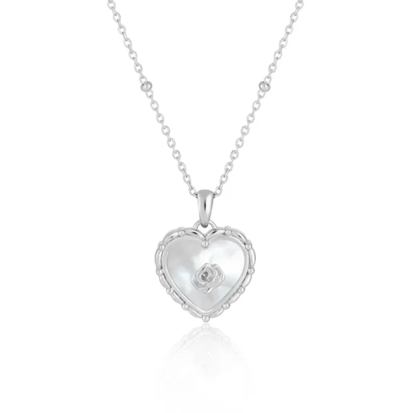 3339 Rose Love Necklace Women's Premium S925 Sterling Silver Niche Ins Natural Shell Stone Heart Pendant
