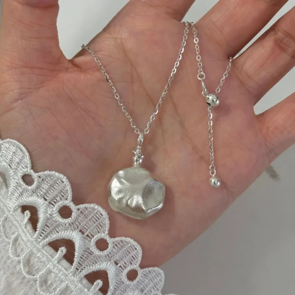 S925 Silver Frosted Wine Jug Necklace Ins Wind Korean Purchasing The Same Temperament Versatile Fashionable Niche Sweater Chain