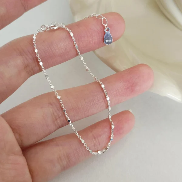 S925 Sterling Silver Flash Small Square Chain Bracelet Female Korean Simple Ins Niche Design Versatile New Bracelet