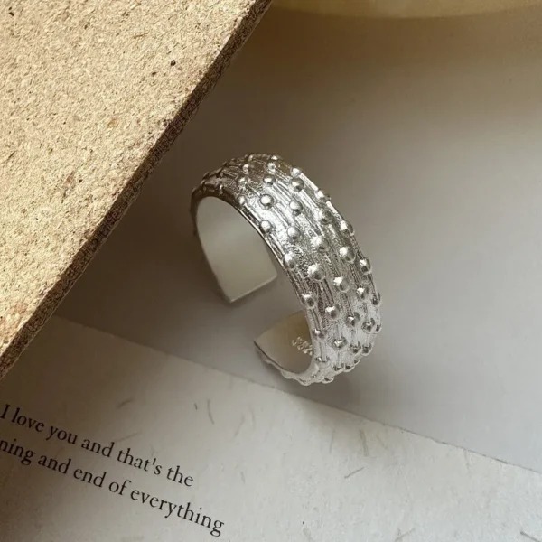 S925 Sterling Silver Italian Niche Design Sense Texture Retro Simple Fashionable Ring Korean Fashion Personalized Ring
