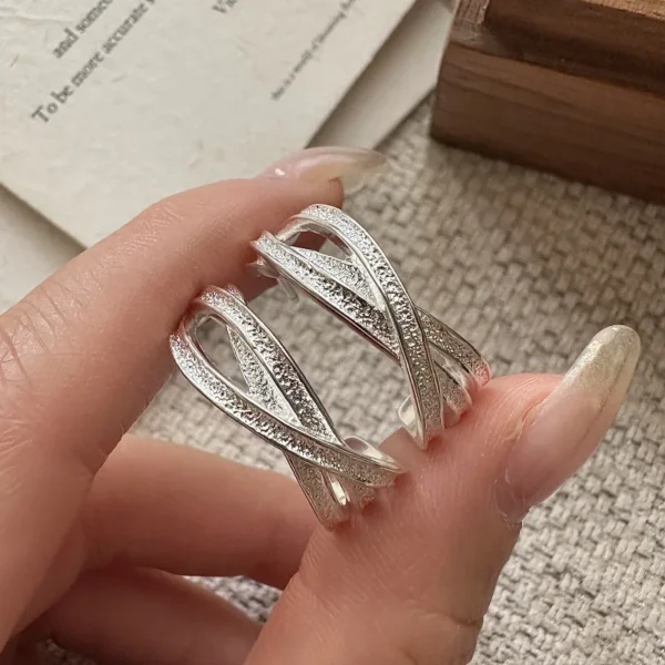 S925 Sterling Silver European Niche Design Sense Retro Cross Texture Earrings Simple Fashionable Ear Jewelry