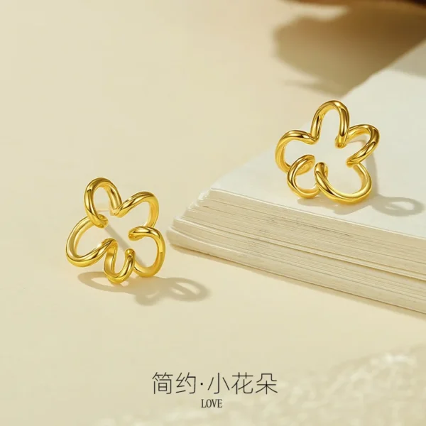 S925 Sterling Silver Flower Stud Earrings Female Minimalist Style Earbone Stud High Sense Simple Flower Stud Earrings Wholesale