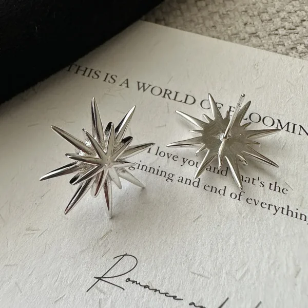 CHOZON S925 Sterling Silver Korean Version Niche Design Sense Retro Star Simple Earrings European Personality Ear Jewelry