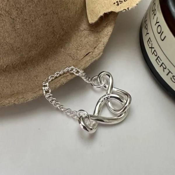 S925 sterling silver Italian niche design sense knotted fashion soft chain ring Japanese simple fashion INS style ring