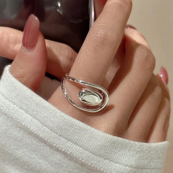 S925 Sterling Silver Korean Version Niche Design Sense Simple Oval Retro Ring Korean Style Fashion Personalized Ring Wholesale