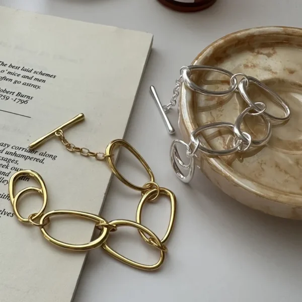 CHOZON S925 Sterling Silver American Niche Design Sense Heavy Industry Simple OT Buckle Bracelet New First Jewelry Wholesale