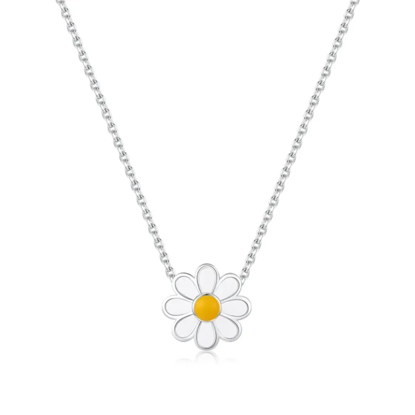 S925 Sterling Silver Mori Daisies Fresh Versatile Necklace Enamel Clavicle Chain Necklace Jewelry Women