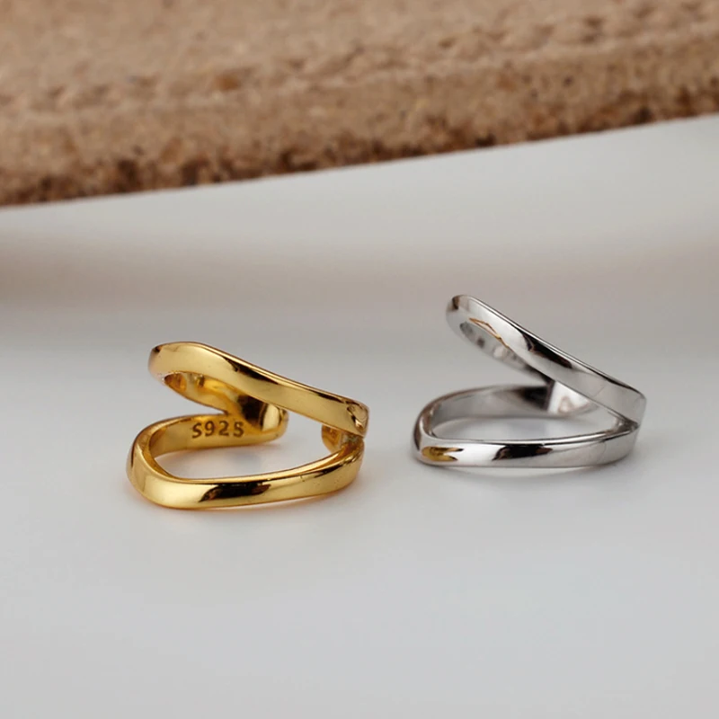 F.I.N.S 1PC INS Style Simple S925 Sterling Silver Double-Layer Open Geometric Ear Clip Without Pierced Silver 925 Jewelry - Image 2