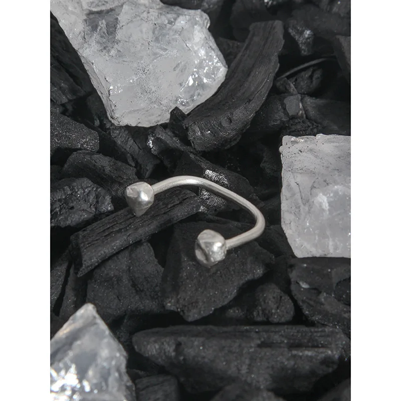 F.I.N.S Minimalist Korean INS Design Irregular U-Shaped S925 Sterling Silver Index Finger Ring Open Adjustable Bead Ball Rings - 이미지 2