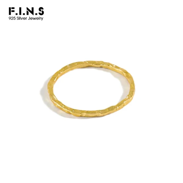 F.I.N.S Korean Simple Irregular Slim Ring Female Concave Finger Fine Rings for Women S925 Sterling Silver Stackable Ring