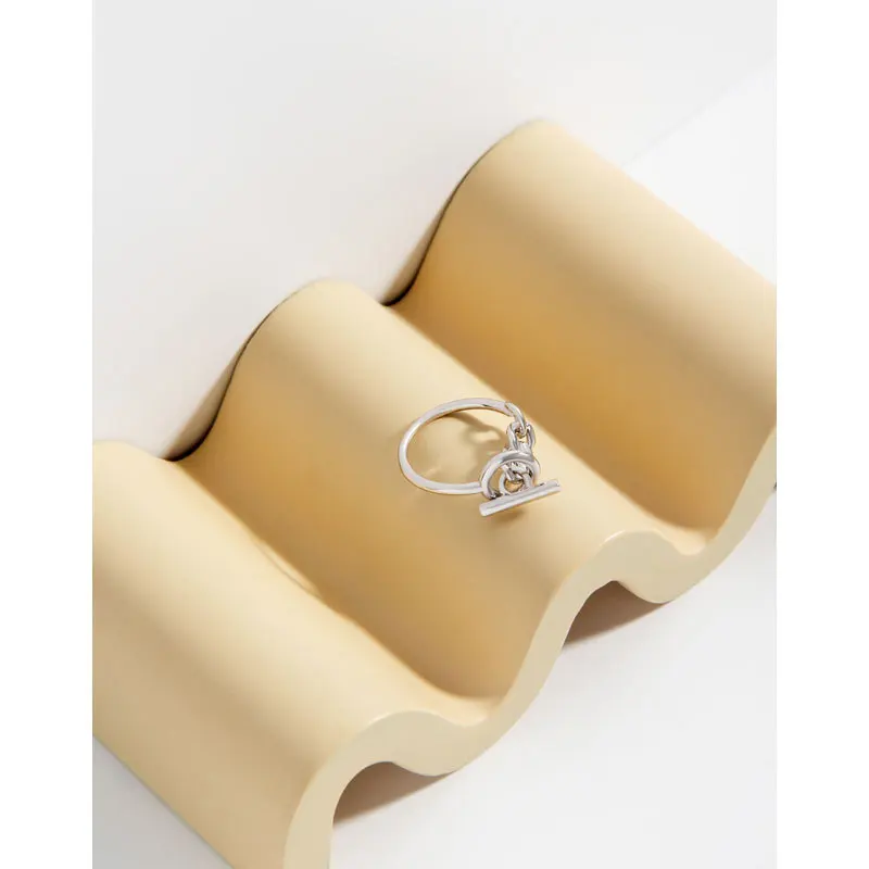 F.I.N.S NEW Unique Design Link Chain OT Buckle S925 Sterling Silver Ring Genuine Silver 925 Circle Bar Finger Ring Fine Jewelry - Image 2