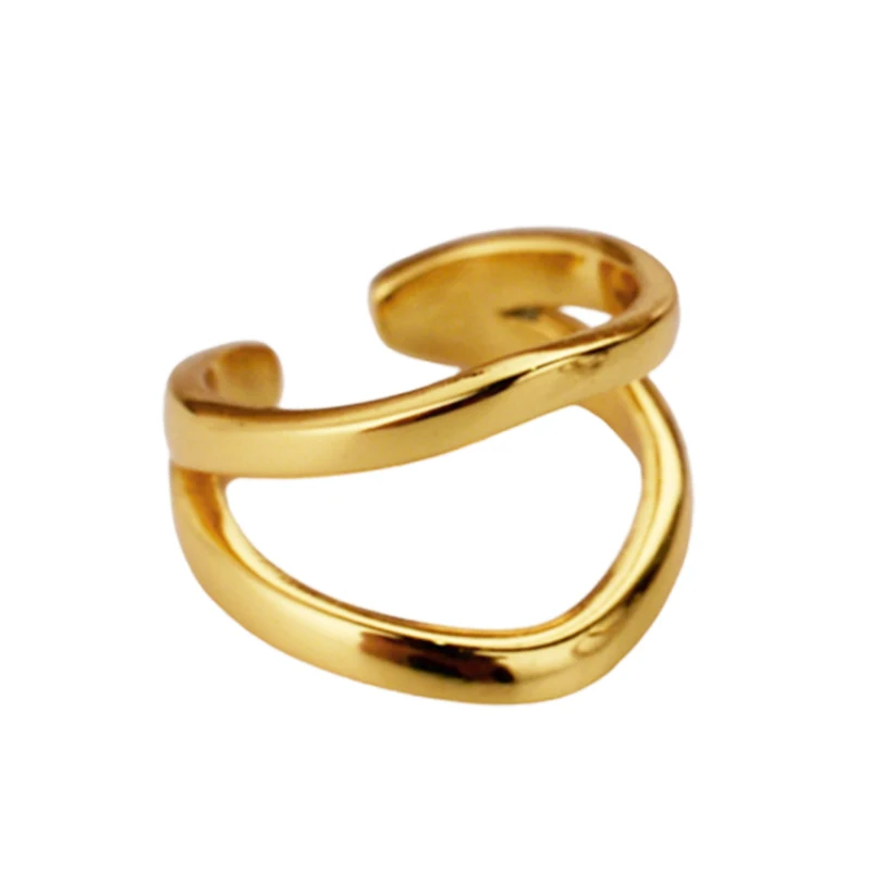 F.I.N.S 1PC INS Style Simple S925 Sterling Silver Double-Layer Open Geometric Ear Clip Without Pierced Silver 925 Jewelry - Image 5