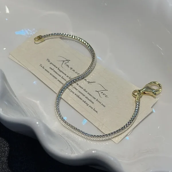 S925 Silver Italian Craft Two-Tone Snake Chain Bracelet Stackable Minimalist Dainty Wholesale Jewelry for Women