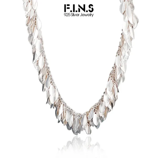 F.I.N.S Original Grass Skirt Series Swaying S925 Sterling Silver Necklaces Unique Leaves Tassel Choker Fine Jewelry Anti-Allergy