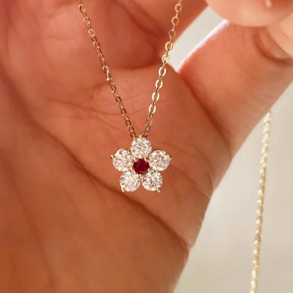 S925 Silver 18K Gold Plated Floral Zircon Pendant Necklace Dainty Blossom Choker INS Lightweight Everyday Jewelry Gift for Women