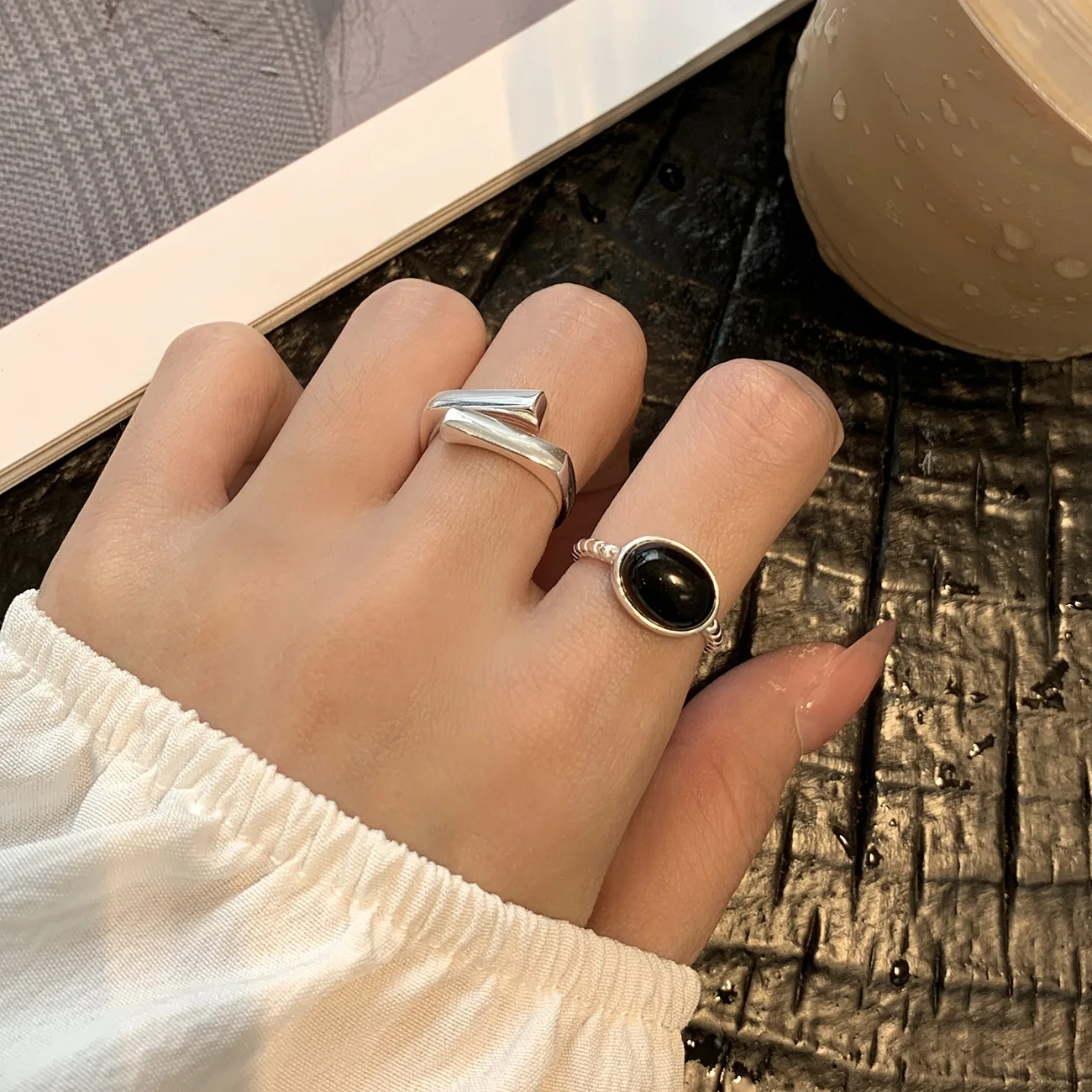F.I.N.S Minimalism 925 Sterling Silver Geometric Smooth Overlap Ring Women Open Adjustable Index Finger Fine Jewelry Accessories - 이미지 3