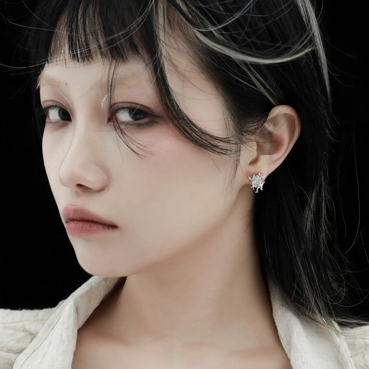 F.I.N.S Original Elf Opal S925 Sterling Silver Stud Earrings Irregular Angels Piercing Ear Hypoallergenic Party Fine Jewelry - Image 2