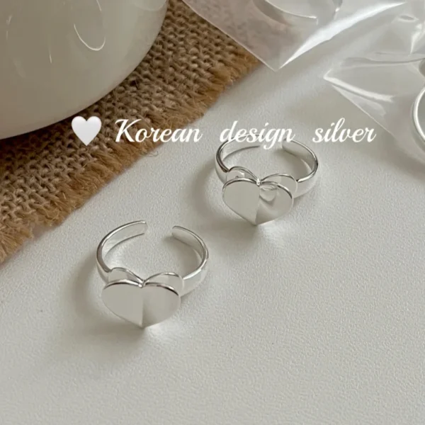 CHOZON S925 Solid Silver Double Heart Ring French Romantic Minimalist Wholesale Stacking Jewelry for Women