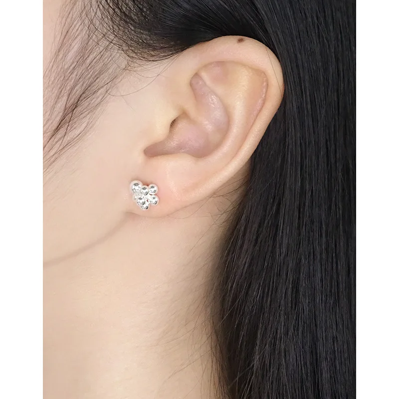 F.I.N.S Original Pure S925 Sterling Silver Earrings Handmade Round Bead Ball Anti-Allergic Pierced Ear Studs Fine Jewelry Gifts - Image 4