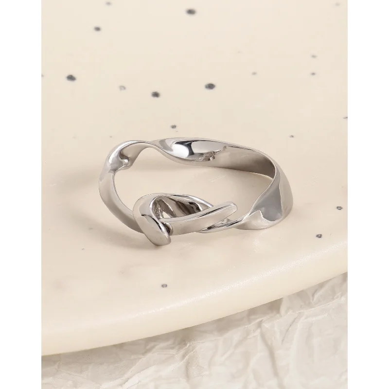 F.I.N.S Original INS Design S925 Sterling Silver Ring Twist Glossy Adjustable Index Mid Finger Fine Jewelry Women Accessories - Image 2